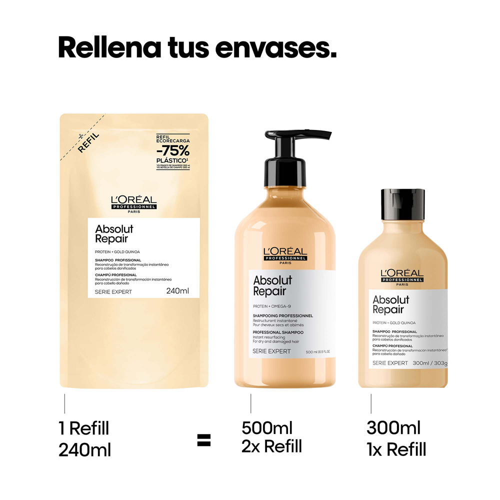 SHAMPOO REFILL L'OR&Eacute;AL PROFESSIONNEL ABSOLUT REPAIR (REFILL DE SHAMPOO PARA CABELLO DA&Ntilde;ADO)